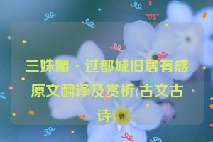 三姝媚·过都城旧居有感原文翻译及赏析(古文古诗)