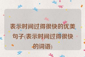 表示时间过得很快的优美句子(表示时间过得很快的词语)
