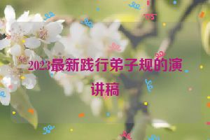 2023最新践行弟子规的演讲稿