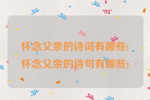 怀念父亲的诗词有哪些(怀念父亲的诗句有哪些)