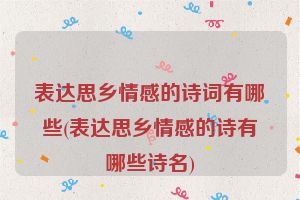 表达思乡情感的诗词有哪些(表达思乡情感的诗有哪些诗名)