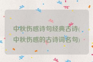 中秋伤感诗句经典古诗(中秋伤感的古诗词名句)