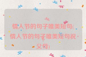 情人节的句子唯美短句(情人节的句子唯美短句祝父母)