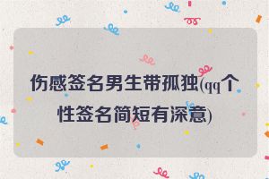 伤感签名男生带孤独(qq个性签名简短有深意)