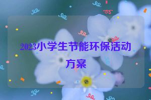 2023小学生节能环保活动方案
