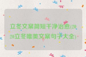 立冬文案简短干净治愈(2020立冬唯美文案句子大全)