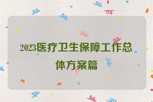 2023医疗卫生保障工作总体方案篇