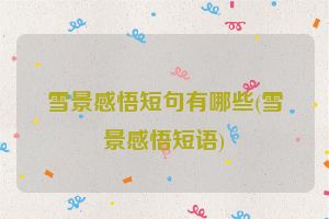 雪景感悟短句有哪些(雪景感悟短语)
