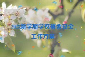 2023新学期学校宿舍安全工作方案