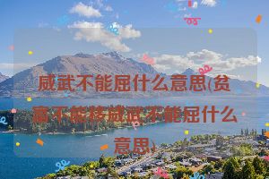 威武不能屈什么意思(贫富不能移威武不能屈什么意思)