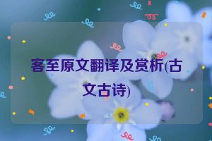 客至原文翻译及赏析(古文古诗)