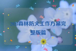 2023森林防火工作方案完整版篇
