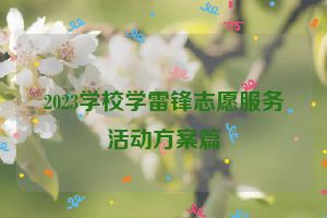 2023学校学雷锋志愿服务活动方案篇