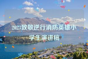 2023致敬逆行消防英雄小学生演讲稿