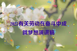 2023有关劳动在奋斗中成就梦想演讲稿