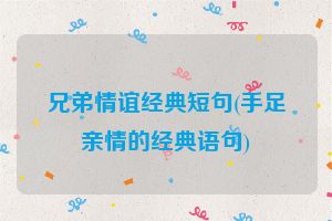 兄弟情谊经典短句(手足亲情的经典语句)
