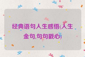 经典语句人生感悟(人生金句,句句戳心)