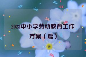 2023中小学劳动教育工作方案（篇）