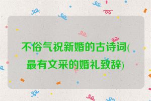 不俗气祝新婚的古诗词(最有文采的婚礼致辞)