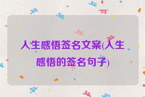 人生感悟签名文案(人生感悟的签名句子)