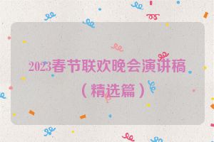 2023春节联欢晚会演讲稿（精选篇）
