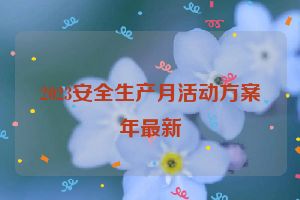 2023安全生产月活动方案年最新