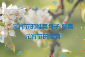 元宵节的唯美句子 赞美元宵节的佳句
