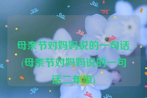 母亲节对妈妈说的一句话(母亲节对妈妈说的一句话二年级)