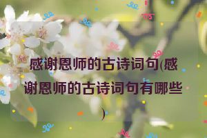 感谢恩师的古诗词句(感谢恩师的古诗词句有哪些)