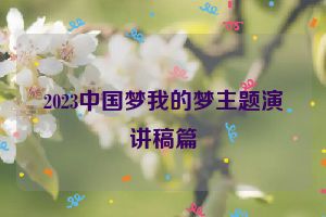 2023中国梦我的梦主题演讲稿篇