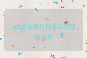 2023烟花爆竹打非专项整治方案