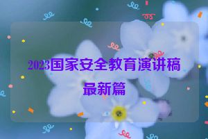 2023国家安全教育演讲稿最新篇