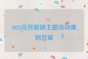 2023元旦新颖主题活动策划方案