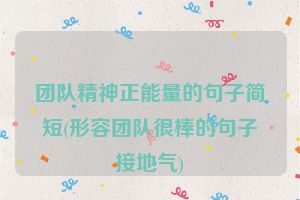 团队精神正能量的句子简短(形容团队很棒的句子接地气)