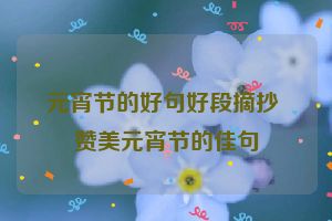 元宵节的好句好段摘抄 赞美元宵节的佳句
