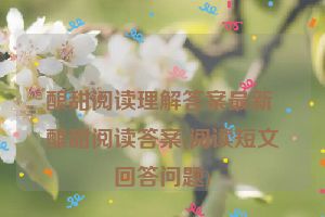 酿甜阅读理解答案最新 酿甜阅读答案(阅读短文回答问题)