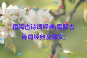 霜降古诗词经典(霜降古诗词经典及释义)