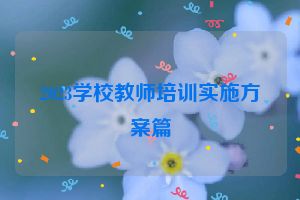 2023学校教师培训实施方案篇