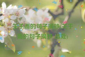 关于雨的句子摘抄(关于雨的句子摘抄 出处)