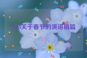 2023关于春节的演讲稿篇