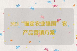 2023“锚定农业强国”农产品营销方案