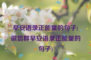 早安语录正能量的句子(微信群早安语录正能量的句子)