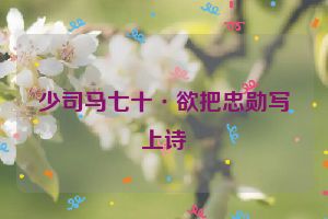 少司马七十·欲把忠勋写上诗