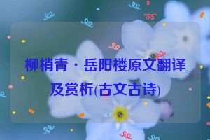 柳梢青·岳阳楼原文翻译及赏析(古文古诗)