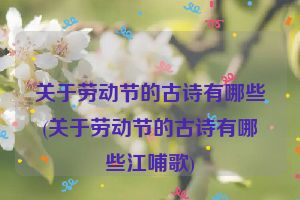 关于劳动节的古诗有哪些(关于劳动节的古诗有哪些江哺歌)