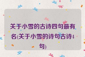 关于小雪的古诗四句最有名(关于小雪的诗句古诗4句)