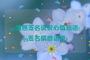 qq情感签名说说心情短语(qq签名情感语录)