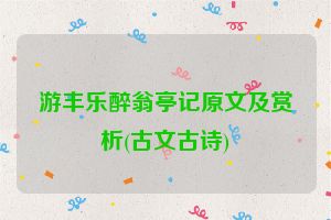 游丰乐醉翁亭记原文及赏析(古文古诗)