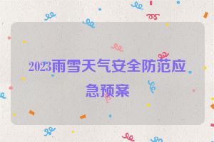 2023雨雪天气安全防范应急预案