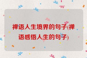 禅语人生境界的句子(禅语感悟人生的句子)